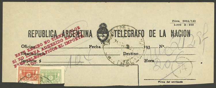 Lot 807 - Argentina telegraph stamps -  Guillermo Jalil - Philatino Auction # 2416 ARGENTINA: Very good selection of interesting lots with very low prices!