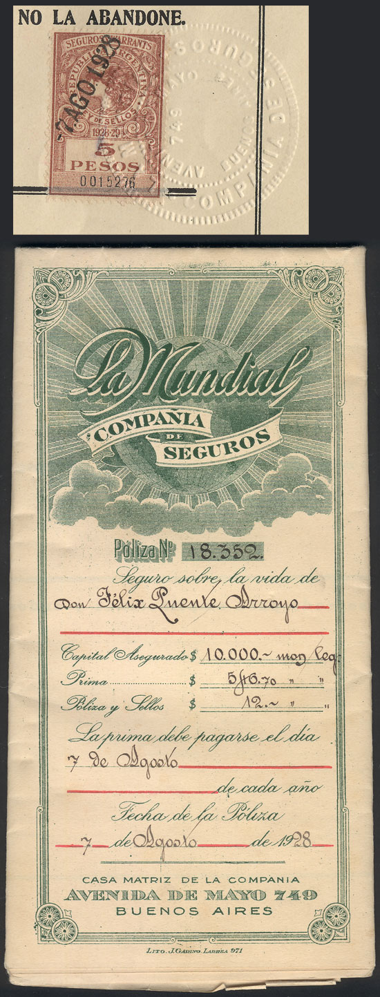 Lot 1652 - Argentina revenue stamps -  Guillermo Jalil - Philatino Auction # 2418 ARGENTINA: General auction with very low starts, including many rarities!