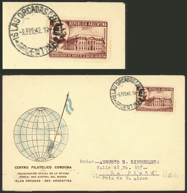 Lot 12 - ARGENTINE ANTARCTICA - ISLAS ORCADAS postal history - Guillermo Jalil - Philatino Auction # 2418 ARGENTINA: General auction with very low starts, including many rarities! Lot 12 - ARGENTINE ANTARCTICA - ISLAS ORCADAS postal history - Guillermo Jalil - Philatino Auction # 2418 ARGENTINA: General auction with very low starts, including many rarities!