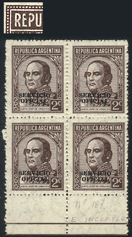 Lot 1386 - Argentina official stamps - Guillermo Jalil - Philatino Auction # 2418 ARGENTINA: General auction with very low starts, including many rarities! Lot 1386 - Argentina official stamps - Guillermo Jalil - Philatino Auction # 2418 ARGENTINA: General auction with very low starts, including many rarities!