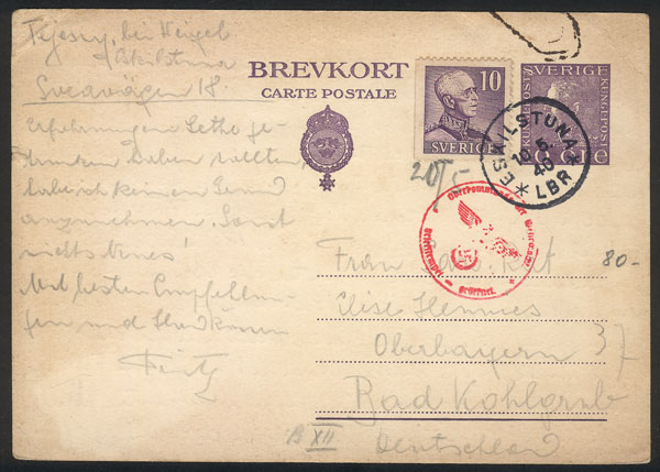 Lot 1428 - Sweden postal history - Guillermo Jalil - Philatino Auction # 2419 WORLDWIDE + ARGENTINA: Special May auction Lot 1428 - Sweden postal history - Guillermo Jalil - Philatino Auction # 2419 WORLDWIDE + ARGENTINA: Special May auction