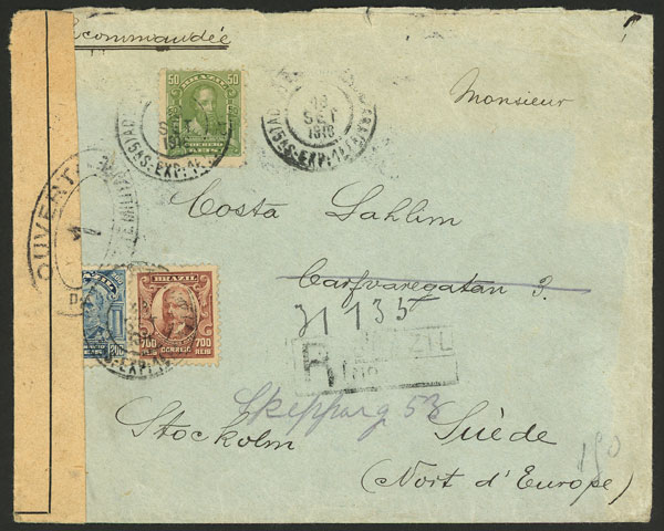Lot 510 - brazil postal history - Guillermo Jalil - Philatino Auction # 2419 WORLDWIDE + ARGENTINA: Special May auction Lot 510 - brazil postal history - Guillermo Jalil - Philatino Auction # 2419 WORLDWIDE + ARGENTINA: Special May auction