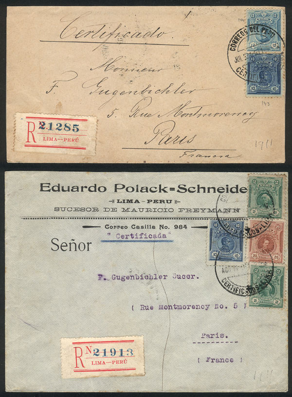 Lot 1330 - Peru postal history -  Guillermo Jalil - Philatino Auction # 2419 WORLDWIDE + ARGENTINA: Special May auction