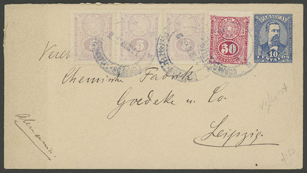 Lot 1283 - Paraguay postal history -  Guillermo Jalil - Philatino Auction # 2419 WORLDWIDE + ARGENTINA: Special May auction