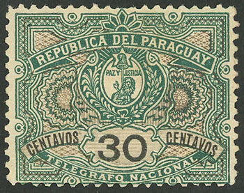 Lot 1261 - Paraguay telegraph stamps - Guillermo Jalil - Philatino Auction # 2419 WORLDWIDE + ARGENTINA: Special May auction Lot 1261 - Paraguay telegraph stamps - Guillermo Jalil - Philatino Auction # 2419 WORLDWIDE + ARGENTINA: Special May auction