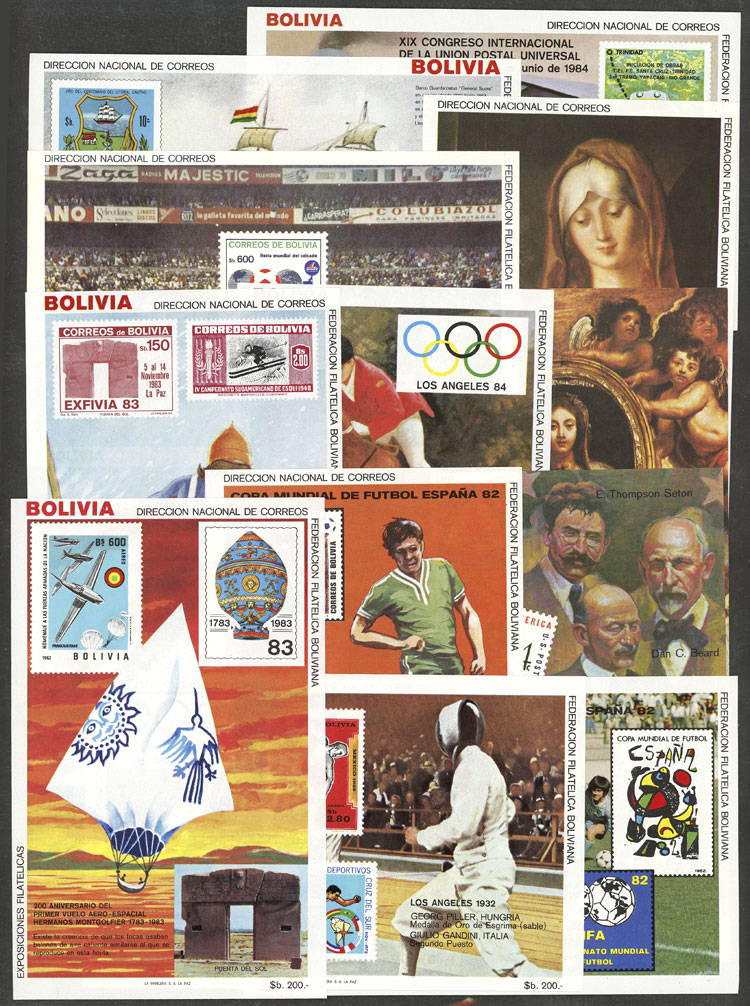 Lot 452 - bolivia souvenir sheets - Guillermo Jalil - Philatino Auction # 2419 WORLDWIDE + ARGENTINA: Special May auction Lot 452 - bolivia souvenir sheets - Guillermo Jalil - Philatino Auction # 2419 WORLDWIDE + ARGENTINA: Special May auction