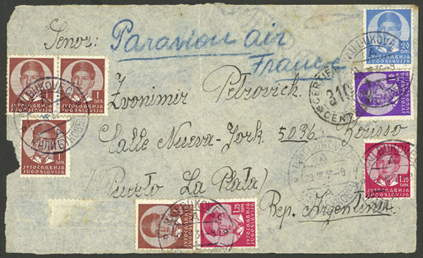 Lot 1569 - Yugoslavia postal history -  Guillermo Jalil - Philatino Auction # 2419 WORLDWIDE + ARGENTINA: Special May auction