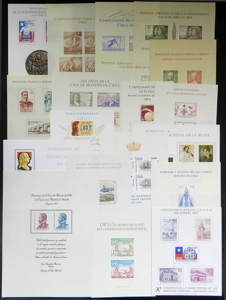 Lot 689 - Chile souvenir sheets - Guillermo Jalil - Philatino Auction # 2419 WORLDWIDE + ARGENTINA: Special May auction Lot 689 - Chile souvenir sheets - Guillermo Jalil - Philatino Auction # 2419 WORLDWIDE + ARGENTINA: Special May auction