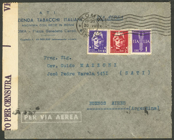 Lot 1068 - Italy postal history -  Guillermo Jalil - Philatino Auction # 2419 WORLDWIDE + ARGENTINA: Special May auction