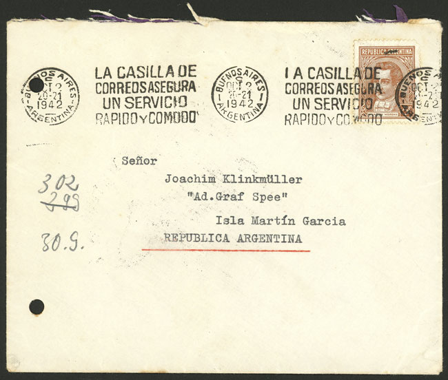 Lot 32 - germany POSTAL HISTORY - SAILORS OF GRAF SPEE - Guillermo Jalil - Philatino Auction # 2419 WORLDWIDE + ARGENTINA: Special May auction Lot 32 - germany POSTAL HISTORY - SAILORS OF GRAF SPEE - Guillermo Jalil - Philatino Auction # 2419 WORLDWIDE + ARGENTINA: Special May auction