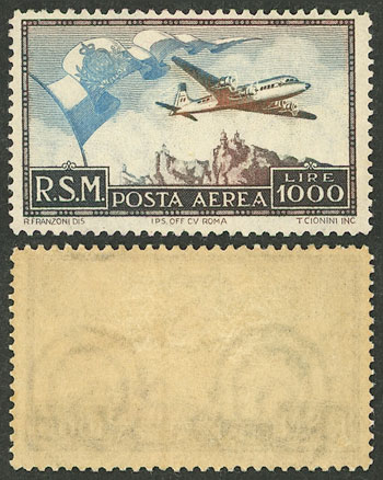Lot 1404 - San Marino airmail - Guillermo Jalil - Philatino Auction # 2419 WORLDWIDE + ARGENTINA: Special May auction Lot 1404 - San Marino airmail - Guillermo Jalil - Philatino Auction # 2419 WORLDWIDE + ARGENTINA: Special May auction