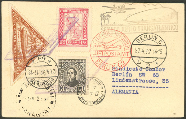 Lot 1295 - Paraguay postal history -  Guillermo Jalil - Philatino Auction # 2419 WORLDWIDE + ARGENTINA: Special May auction