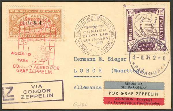 Lot 1299 - Paraguay postal history -  Guillermo Jalil - Philatino Auction # 2419 WORLDWIDE + ARGENTINA: Special May auction