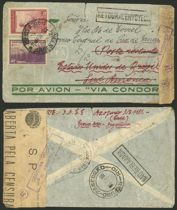 Lot 233 - Argentina postal history - Guillermo Jalil - Philatino Auction # 2419 WORLDWIDE + ARGENTINA: Special May auction Lot 233 - Argentina postal history - Guillermo Jalil - Philatino Auction # 2419 WORLDWIDE + ARGENTINA: Special May auction