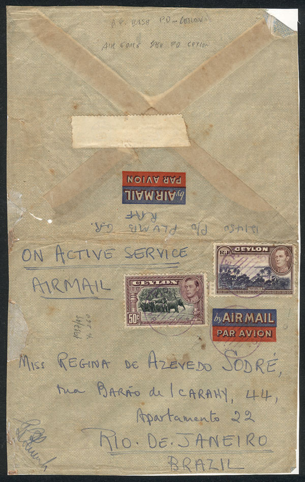 Lot 680 - Ceylon postal history - Guillermo Jalil - Philatino Auction # 2419 WORLDWIDE + ARGENTINA: Special May auction Lot 680 - Ceylon postal history - Guillermo Jalil - Philatino Auction # 2419 WORLDWIDE + ARGENTINA: Special May auction