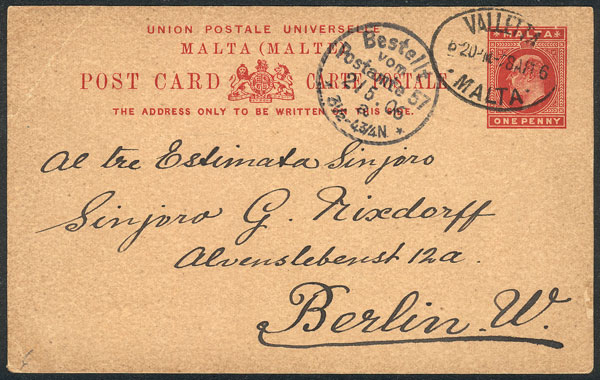 Lot 1146 - Malta postal history - Guillermo Jalil - Philatino Auction # 2419 WORLDWIDE + ARGENTINA: Special May auction Lot 1146 - Malta postal history - Guillermo Jalil - Philatino Auction # 2419 WORLDWIDE + ARGENTINA: Special May auction
