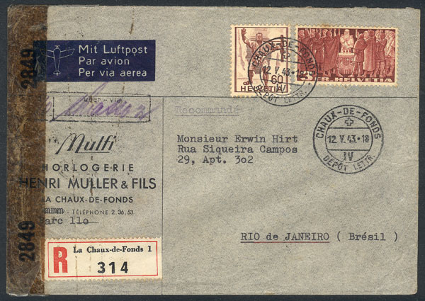 Lot 1465 - Switzerland postal history - Guillermo Jalil - Philatino Auction # 2419 WORLDWIDE + ARGENTINA: Special May auction Lot 1465 - Switzerland postal history - Guillermo Jalil - Philatino Auction # 2419 WORLDWIDE + ARGENTINA: Special May auction