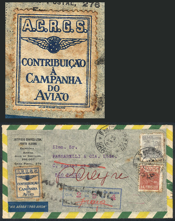 Lot 605 - brazil postal history - Guillermo Jalil - Philatino Auction # 2419 WORLDWIDE + ARGENTINA: Special May auction Lot 605 - brazil postal history - Guillermo Jalil - Philatino Auction # 2419 WORLDWIDE + ARGENTINA: Special May auction