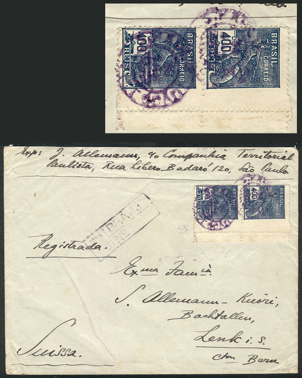 Lot 521 - brazil postal history - Guillermo Jalil - Philatino Auction # 2419 WORLDWIDE + ARGENTINA: Special May auction Lot 521 - brazil postal history - Guillermo Jalil - Philatino Auction # 2419 WORLDWIDE + ARGENTINA: Special May auction