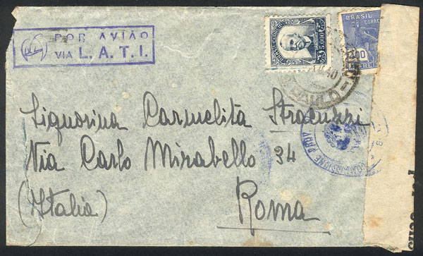 Lot 596 - brazil postal history -  Guillermo Jalil - Philatino Auction # 2419 WORLDWIDE + ARGENTINA: Special May auction
