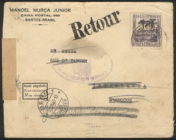 Lot 593 - brazil postal history -  Guillermo Jalil - Philatino Auction # 2419 WORLDWIDE + ARGENTINA: Special May auction