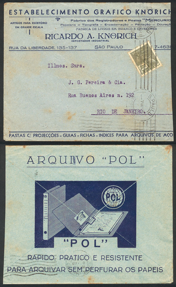 Lot 566 - brazil postal history - Guillermo Jalil - Philatino Auction # 2419 WORLDWIDE + ARGENTINA: Special May auction Lot 566 - brazil postal history - Guillermo Jalil - Philatino Auction # 2419 WORLDWIDE + ARGENTINA: Special May auction