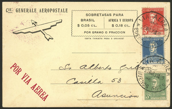 Lot 196 - Argentina POSTAL HISTORY - AIRMAIL -  Guillermo Jalil - Philatino Auction # 2420 ARGENTINA: Special June auction