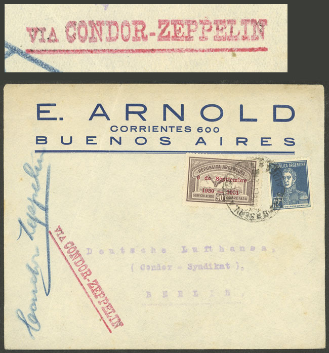 Lot 203 - Argentina POSTAL HISTORY - FLIGHTS - Guillermo Jalil - Philatino Auction # 2420 ARGENTINA: Special June auction Lot 203 - Argentina POSTAL HISTORY - FLIGHTS - Guillermo Jalil - Philatino Auction # 2420 ARGENTINA: Special June auction