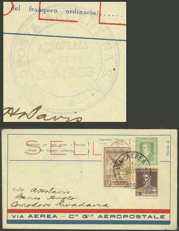 Lot 199 - Argentina POSTAL HISTORY - FLIGHTS -  Guillermo Jalil - Philatino Auction # 2420 ARGENTINA: Special June auction