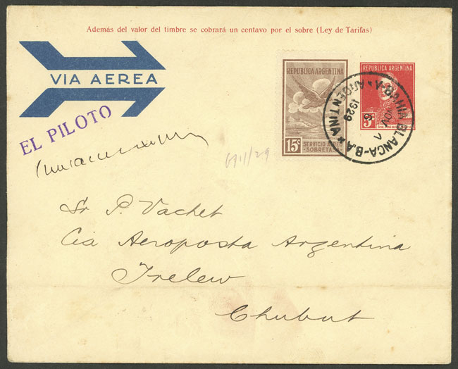 Lot 200 - Argentina POSTAL HISTORY - FLIGHTS -  Guillermo Jalil - Philatino Auction # 2420 ARGENTINA: Special June auction
