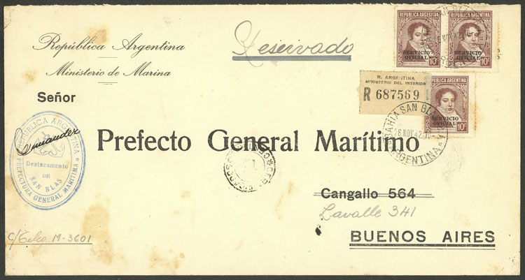 Lot 171 - Argentina official stamps - postal history -  Guillermo Jalil - Philatino Auction # 2420 ARGENTINA: Special June auction