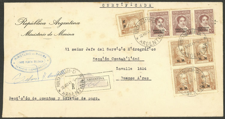 Lot 170 - Argentina official stamps - postal history -  Guillermo Jalil - Philatino Auction # 2420 ARGENTINA: Special June auction