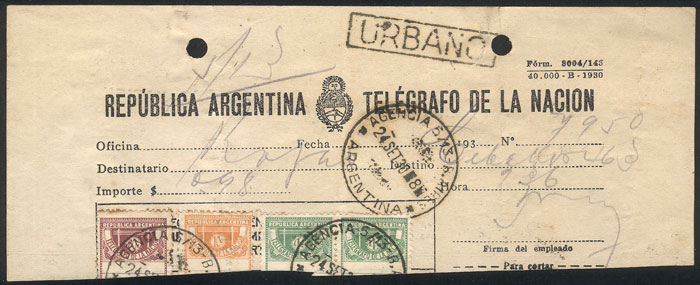 Lot 1307 - Argentina telegraph stamps - Guillermo Jalil - Philatino Auction # 2422 ARGENTINA: Great general auction with very low starts! Lot 1307 - Argentina telegraph stamps - Guillermo Jalil - Philatino Auction # 2422 ARGENTINA: Great general auction with very low starts!