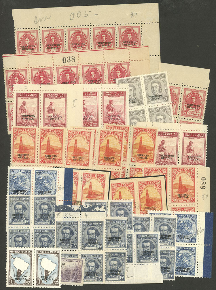 Lot 1293 - Argentina OFFICIAL STAMPS - LOTS -  Guillermo Jalil - Philatino Auction # 2422 ARGENTINA: Great general auction with very low starts!