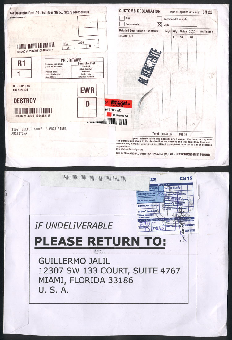 Lot 1654 - Argentina postal history - Guillermo Jalil - Philatino Auction # 2422 ARGENTINA: Great general auction with very low starts! Lot 1654 - Argentina postal history - Guillermo Jalil - Philatino Auction # 2422 ARGENTINA: Great general auction with very low starts!
