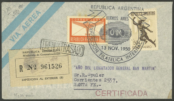Lot 1335 - Argentina postal history -  Guillermo Jalil - Philatino Auction # 2425 ARGENTINA: Super-economy auction with many interesting lots with VERY LOW PRICES!