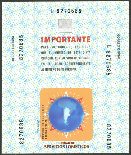 Lot 1249 - Argentina parcel post seals - Guillermo Jalil - Philatino Auction # 2425 ARGENTINA: Super-economy auction with many interesting lots with VERY LOW PRICES! Lot 1249 - Argentina parcel post seals - Guillermo Jalil - Philatino Auction # 2425 ARGENTINA: Super-economy auction with many interesting lots with VERY LOW PRICES!