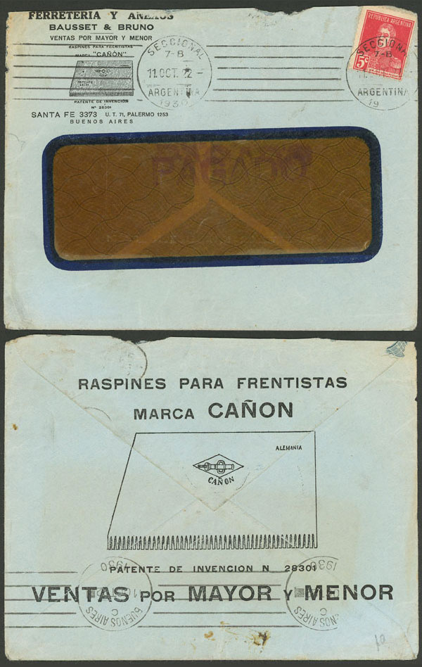 Lot 847 - Argentina postal history -  Guillermo Jalil - Philatino Auction # 2430 ARGENTINA: Very good selection of varied material (including rarities), with very convenient starts!