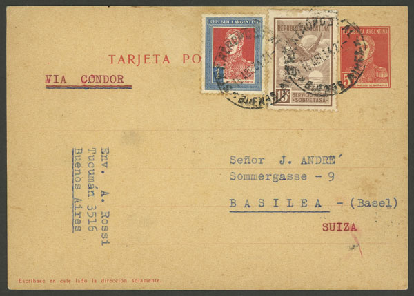 Lot 861 - Argentina postal history -  Guillermo Jalil - Philatino Auction # 2430 ARGENTINA: Very good selection of varied material (including rarities), with very convenient starts!