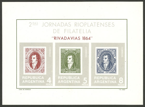 Lot 700 - Argentina souvenir sheets - Guillermo Jalil - Philatino Auction # 2430 ARGENTINA: Very good selection of varied material (including rarities), with very convenient starts! Lot 700 - Argentina souvenir sheets - Guillermo Jalil - Philatino Auction # 2430 ARGENTINA: Very good selection of varied material (including rarities), with very convenient starts!