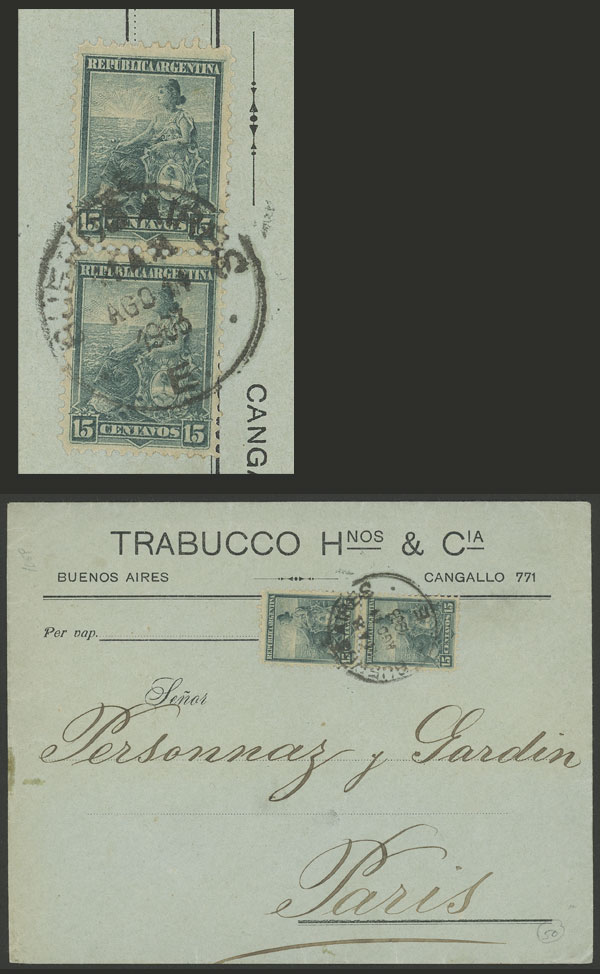 Lot 834 - Argentina postal history -  Guillermo Jalil - Philatino Auction # 2430 ARGENTINA: Very good selection of varied material (including rarities), with very convenient starts!