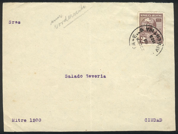 Lot 1419 - Argentina postal history - Guillermo Jalil - Philatino Auction # 2442 ARGENTINA: Super-economy auction with many interesting lots with VERY LOW PRICES! Lot 1419 - Argentina postal history - Guillermo Jalil - Philatino Auction # 2442 ARGENTINA: Super-economy auction with many interesting lots with VERY LOW PRICES!
