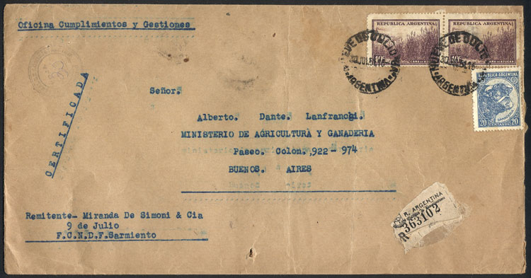 Lot 1467 - Argentina postal history - Guillermo Jalil - Philatino Auction # 2442 ARGENTINA: Super-economy auction with many interesting lots with VERY LOW PRICES! Lot 1467 - Argentina postal history - Guillermo Jalil - Philatino Auction # 2442 ARGENTINA: Super-economy auction with many interesting lots with VERY LOW PRICES!