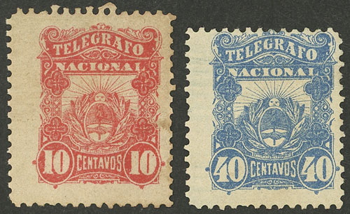 Lot 832 - Argentina telegraph stamps - Guillermo Jalil - Philatino Auction # 2505 ARGENTINA: Budget auction with very good material of all periods, including rarities! Lot 832 - Argentina telegraph stamps - Guillermo Jalil - Philatino Auction # 2505 ARGENTINA: Budget auction with very good material of all periods, including rarities!