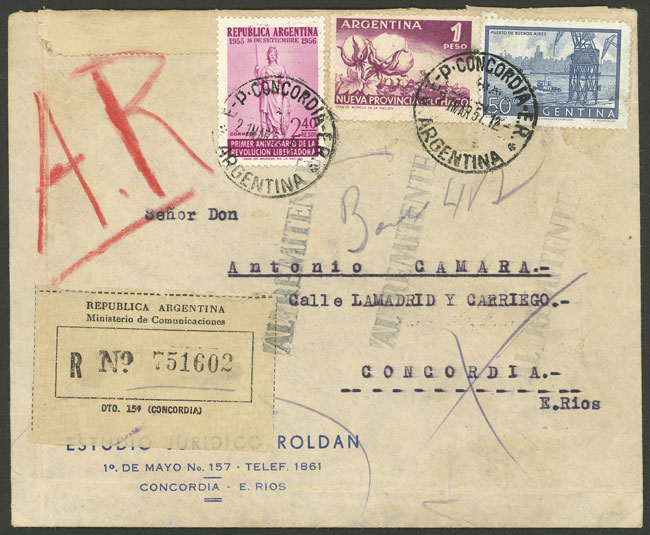 Lot 1561 - Argentina postal history - Guillermo Jalil - Philatino Auction # 2511 ARGENTINA: Lot 1561 - Argentina postal history - Guillermo Jalil - Philatino Auction # 2511 ARGENTINA: