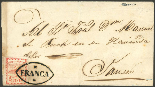 Lot 60 - Argentina confederation - Guillermo Jalil - Philatino Auction # 2511 ARGENTINA: Lot 60 - Argentina confederation - Guillermo Jalil - Philatino Auction # 2511 ARGENTINA: