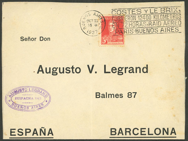 Lot 1524 - Argentina postal history -  Guillermo Jalil - Philatino Auction # 2511 ARGENTINA: 