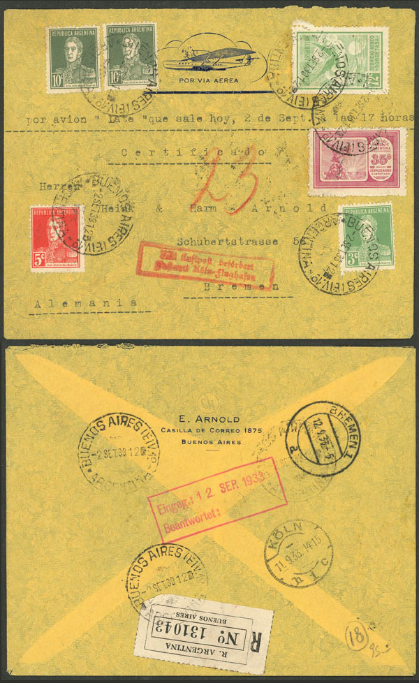 Lot 1532 - Argentina postal history -  Guillermo Jalil - Philatino Auction # 2511 ARGENTINA: 