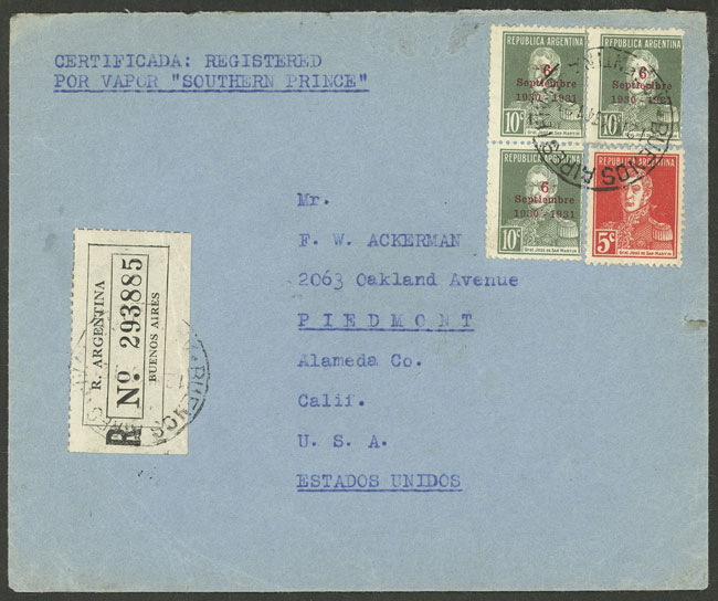 Lot 1533 - Argentina postal history -  Guillermo Jalil - Philatino Auction # 2511 ARGENTINA: 