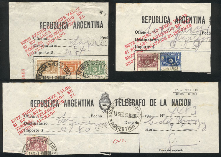 Lot 831 - Argentina telegraph stamps - Guillermo Jalil - Philatino Auction # 2518 ARGENTINA: Lot 831 - Argentina telegraph stamps - Guillermo Jalil - Philatino Auction # 2518 ARGENTINA: